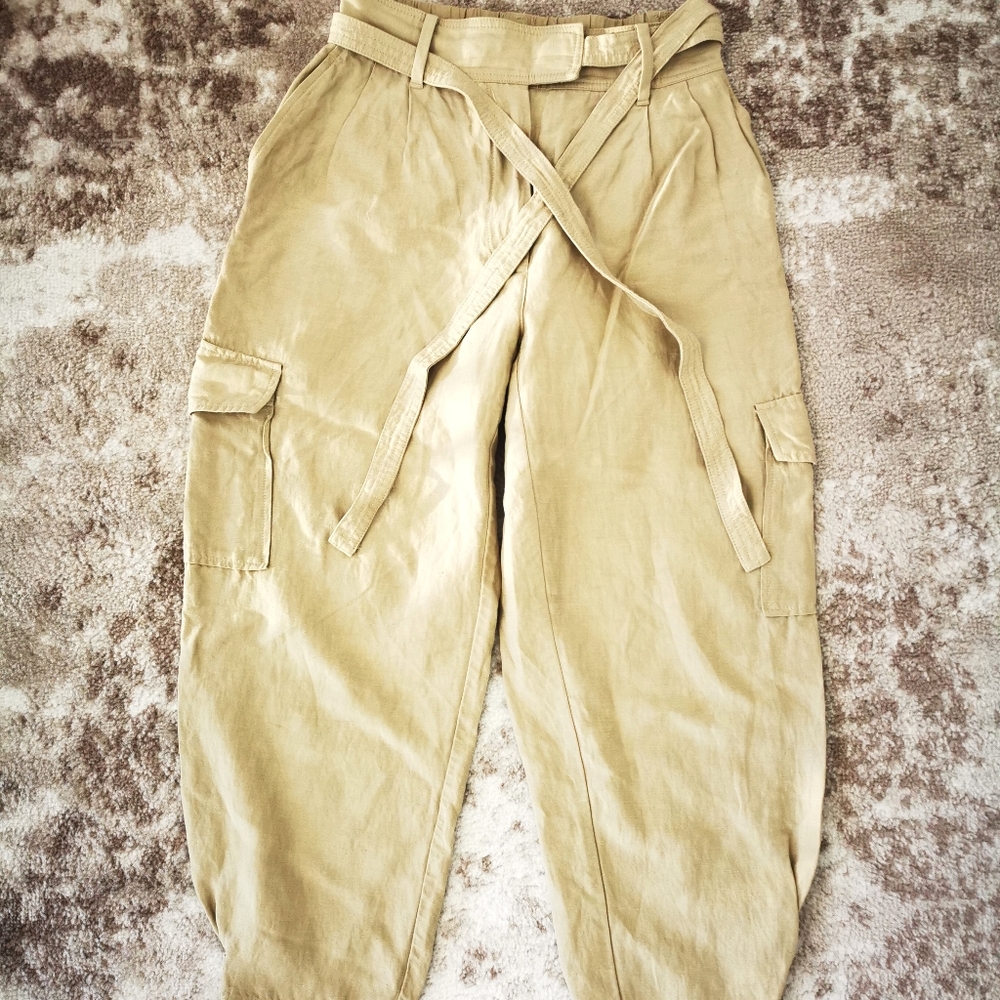High-Waist Utility Cargo Pants in Khaki